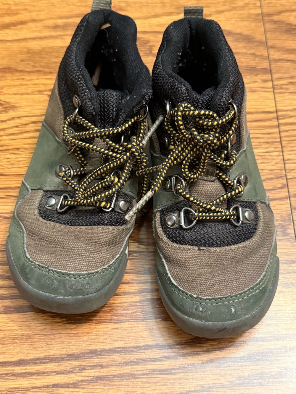 wonder nation Brown and Green Kids Hiking Boots